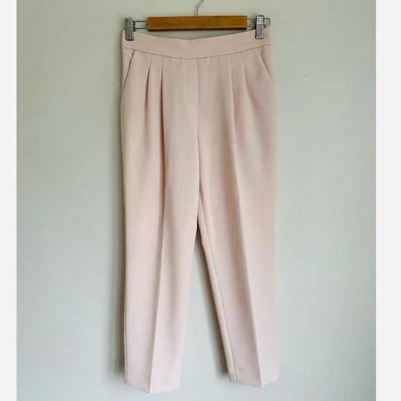 Babaton Aritzia Cohen Pleated Front Cropped Trouser Pants in Blush Pink - Picture 4 of 9